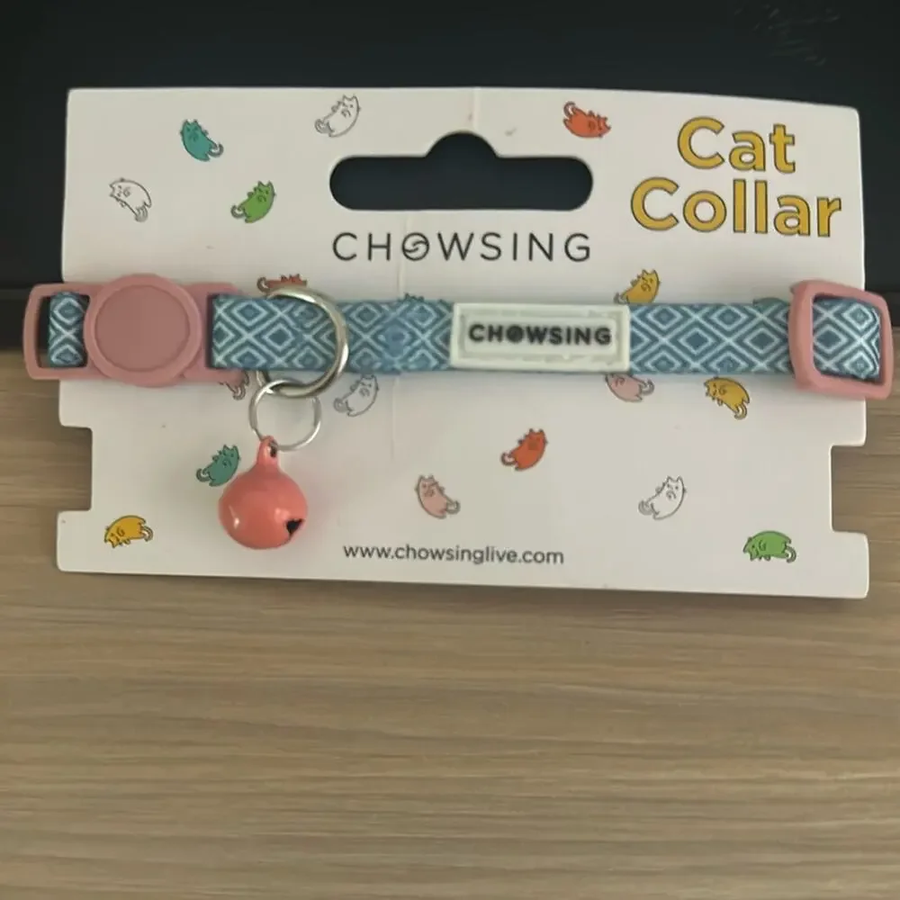 Cat collar blue and pink with bell new with tags